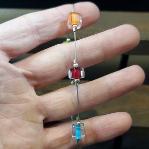 10 Inch 925 Sterling Silver Colorful Plastic Beads Ankle Bracelet